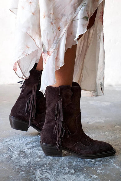 Camille™ | Suede Støvler med Fringed Detaljer