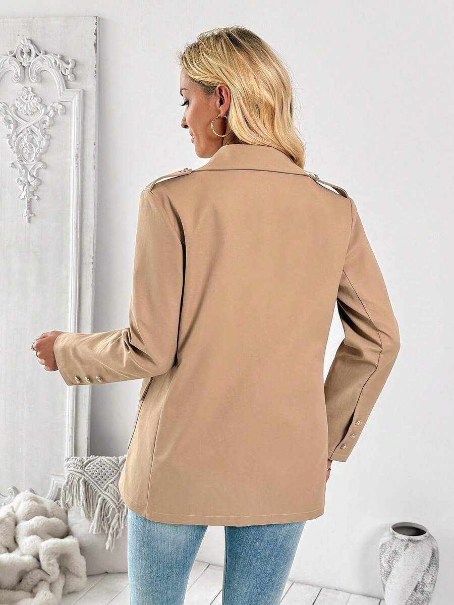 Silje | Lang Uldfrakke med Diskrete Detaljer