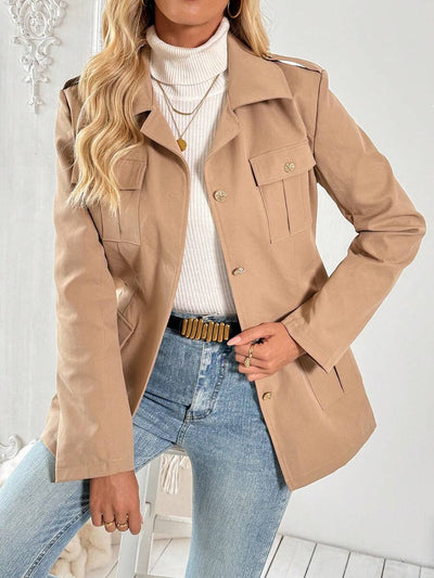 Silje | Lang Uldfrakke med Diskrete Detaljer