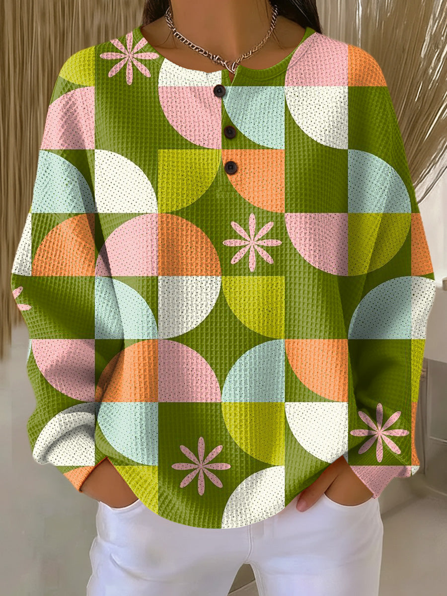 Saga | Trøje med Abstrakt Ternet Mønster