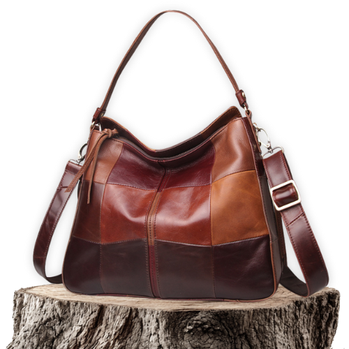 Ada™ | Farveblok Læder Skuldertaske