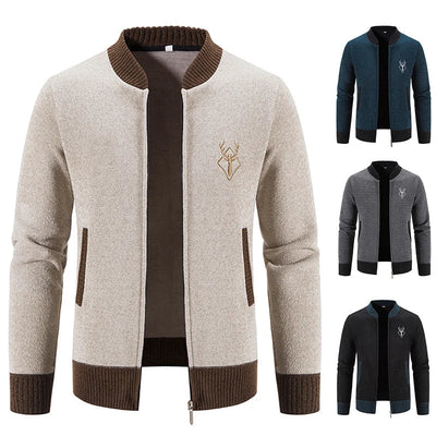 August | Strikket Herrecardigan med Hjortemotiv