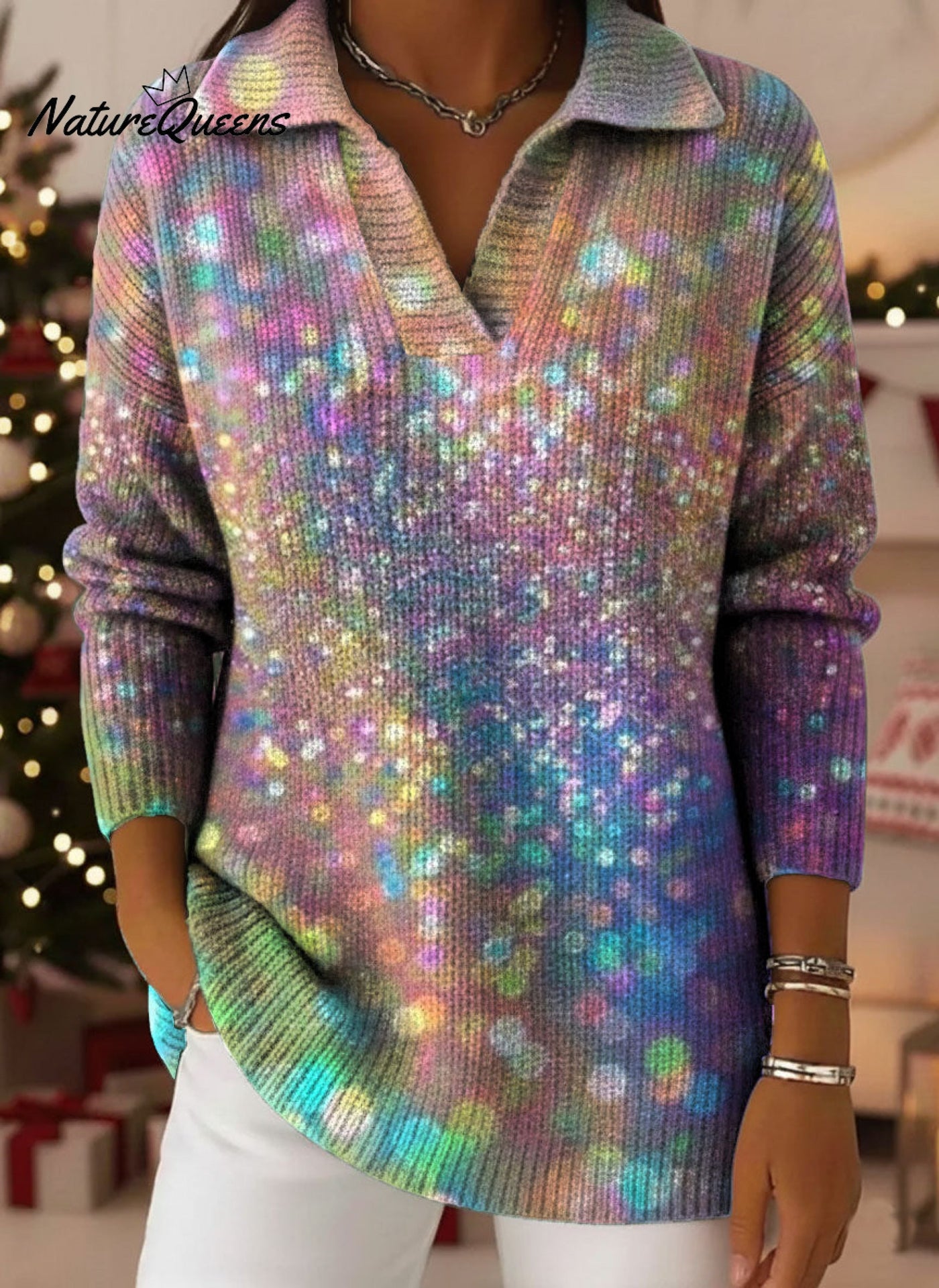 Selma | Glitrende Vinterlys Striktrøje