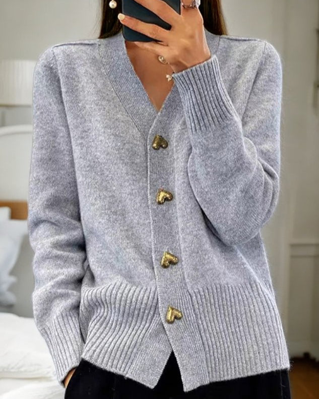 Adele | Blød cardigan med hjerteknapper