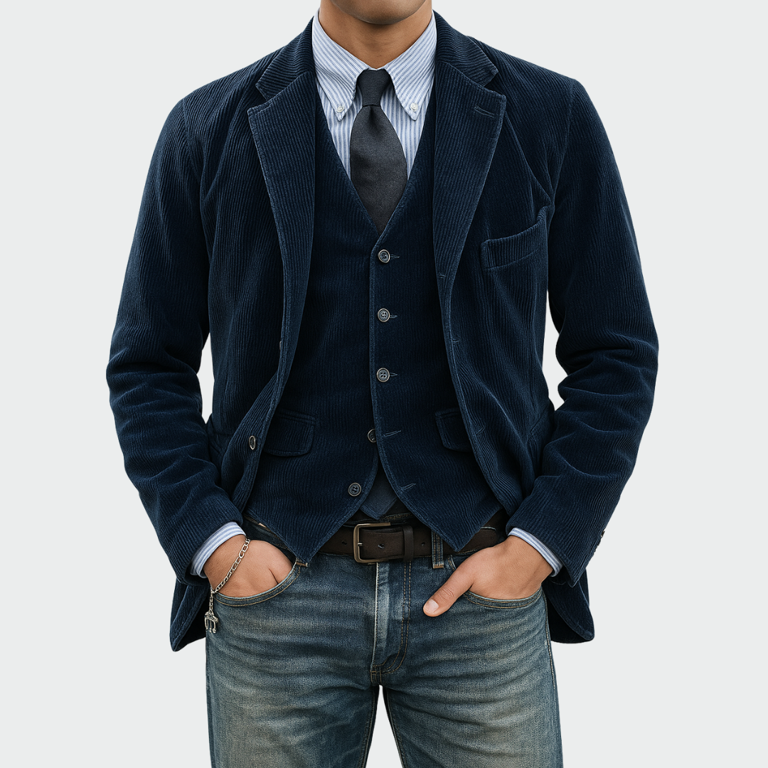 Tommy | 2-delt sæt: Blazer og vest i fløjl