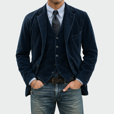 Tommy | 2-delt sæt: Blazer og vest i fløjl
