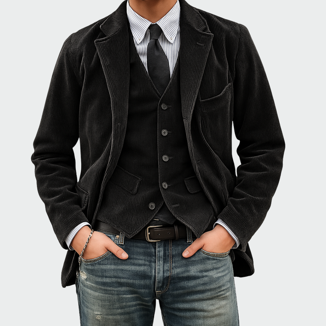 Tommy | 2-delt sæt: Blazer og vest i fløjl