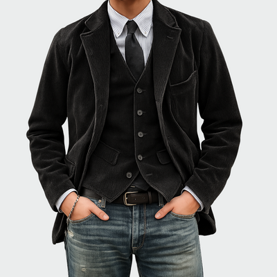 Tommy | 2-delt sæt: Blazer og vest i fløjl