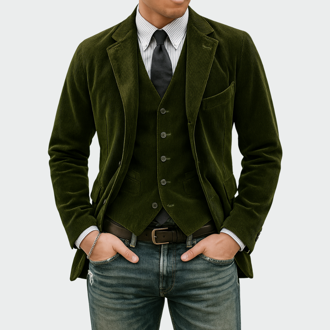 Tommy | 2-delt sæt: Blazer og vest i fløjl