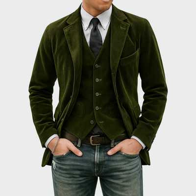 Tommy | 2-delt sæt: Blazer og vest i fløjl